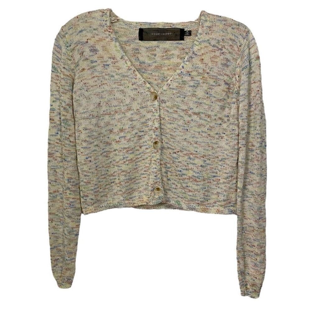 Code Mode Rainbow Space Dye Cropped Button Up Kni… - image 1